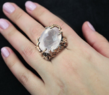 Серебряное кольцо с розовым кварцем Серебро 925