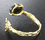 Золотое кольцо с кристаллическим черным опалом 1,62 карат и бриллиантом Золото