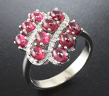 Прелестное серебряное кольцо с рубинами Серебро 925