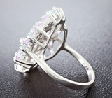Эффектное серебряное кольцо с аметистами и голубыми топазами Серебро 925