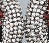 Эффектные черненые серебряные серьги с мозамбикскими гранатами Серебро 925