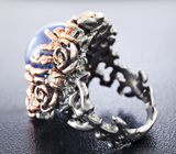 Серебряное кольцо c синим и желтыми сапфирами Серебро 925