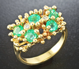 Золотое кольцо с изумрудами 1,35 карат и бриллиантами Золото