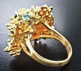 Золотое кольцо с александритами с эффектом «кошачьего глаза» и ограненными 4,54 карат и бриллиантами Золото