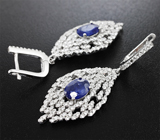 Изысканные серебряные серьги с насыщенно-синими сапфирами Серебро 925