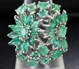 Превосходное серебряное кольцо с изумрудами Серебро 925