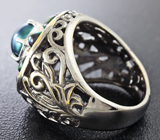 Филигранное серебряное кольцо с цветной жемчужиной и черными опалами Серебро 925