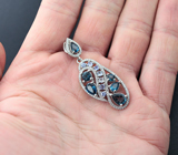 Элегантный серебряный кулон с насыщенно-синими топазами и танзанитами Серебро 925