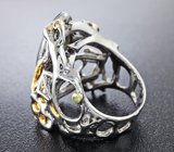 Серебряное кольцо с эфиопским черным опалом, сапфирами и цаворитом Серебро 925