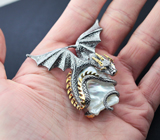 Серебряный кулон «Дракон» с жемчжуиной барокко Серебро 925