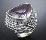 Массивное серебряное кольцо с крупным аметистом Серебро 925