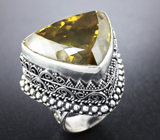 Массивное серебряное кольцо с крупным цитрином Серебро 925