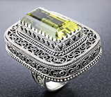 Массивное серебряное кольцо с крупным лимонным цитрином Серебро 925
