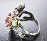 Серебряное кольцо с сапфиром и цаворитом Серебро 925