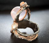 Серебряное кольцо с розовым кварцем, топазом, корнелианом, солнечным и лунным камнем Серебро 925
