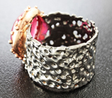 Серебряное кольцо с насыщенно-розовым сапфиром 13,42 карат Серебро 925