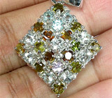 Кулон с турмалинами и голубыми топазами Серебро 925