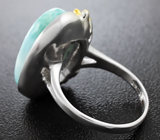 Серебряное кольцо с ларимаром, цаворитом гранатом и синими сапфирами Серебро 925