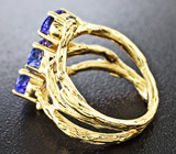 Золотое кольцо с топовыми танзанитами 3,28 карат Золото