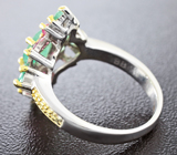 Прелестное серебряное кольцо с изумрудами и рубинами Серебро 925