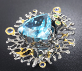 Серебряное кольцо с топазом, танзанитами, синими сапфирами и цаворитами Серебро 925