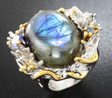 Серебряное кольцо с лабрадоритом, танзанитом и синими сапфирами Серебро 925