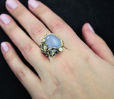 Серебряное кольцо с халцедоном, лунным камнем и аметистом Серебро 925