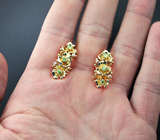Золотые серьги с демантоидами 0,91 карат и бриллиантами Золото