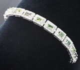 Прелестный серебряный браслет с зелеными турмалинами Серебро 925