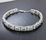 Прелестный серебряный браслет с зелеными турмалинами Серебро 925