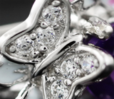Прелестное серебряное кольцо с аметистом и цветной эмалью