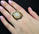 Серебряное кольцо с лунным камнем, перидотом и топазом Серебро 925