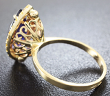 Кольцо с иолитом и желтыми сапфирами Золото