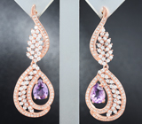 Эффектные крупные серебряные серьги с аметистами Серебро 925