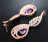 Эффектные крупные серебряные серьги с аметистами Серебро 925