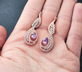 Эффектные крупные серебряные серьги с аметистами Серебро 925