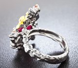 Серебряное кольцо с рубином и сапфирами