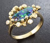 Кольцо с solid опалом и лейкосапфирами