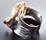 Серебряное кольцо с рутиловым кварцем и мозамбикскими гранатами Серебро 925
