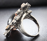 Серебряное кольцо с силлиманитом с эффектом «кошачьего глаза», цаворитами и перидотами Серебро 925