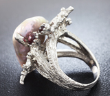 Серебряное кольцо с жемчугом и родолитами Серебро 925