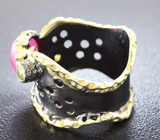 Серебряное кольцо с рубином и перидотами Серебро 925