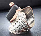 Серебряное кольцо с черным турмалином и гранатами Серебро 925