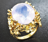 Золотое кольцо с лавандовым аметистом массой 14 карат и бриллиантами Золото