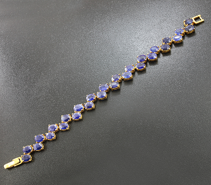 Серебряный браслет с насыщенно-синими сапфирами Серебро 925