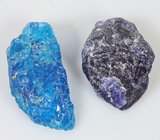 Кулон с необработанными апатитом и иолитом, а также синими и бесцветными сапфирами Серебро 925