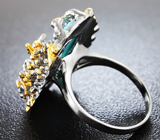 Серебряное кольцо с ларимаром и синими сапфирами Серебро 925