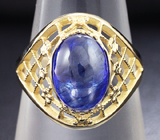 Золотое кольцо с синим сапфиром 5,91 карат Золото