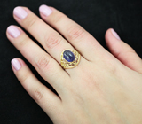 Золотое кольцо с синим сапфиром 5,91 карат Золото