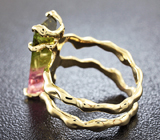 Золотое кольцо с арбузным турмалином 4,05 карат Золото